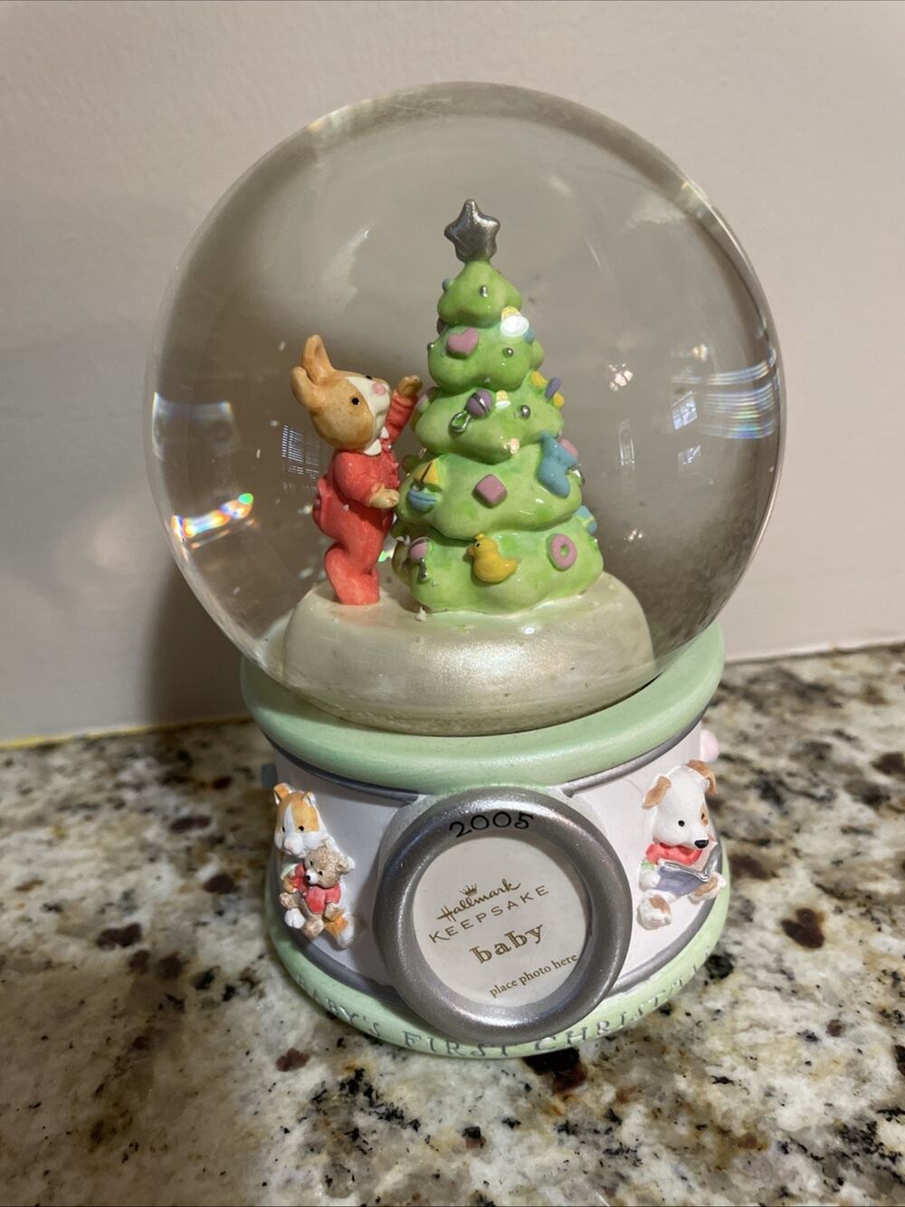 Baby’s First Christmas Snow Globe Dated 2005 Hallmark